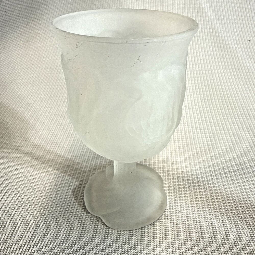 Frosted Satin Glass Goblet Avon Flower Frost Collection - Replacement piece